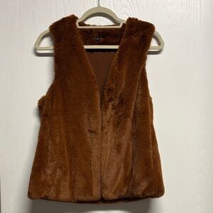 Stella & Dot Rich Brown Faux Fur Vest